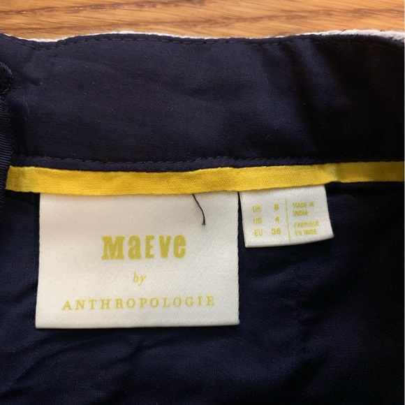 Maeve by Anthropologie Embroidered Navy and White Skirt Size 4 - Picture 4 of 4